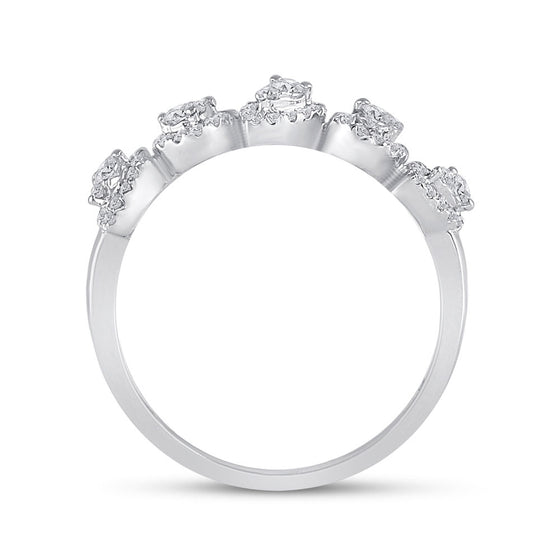 14k White Gold Womens Round Diamond Ring 1/3 Cttw