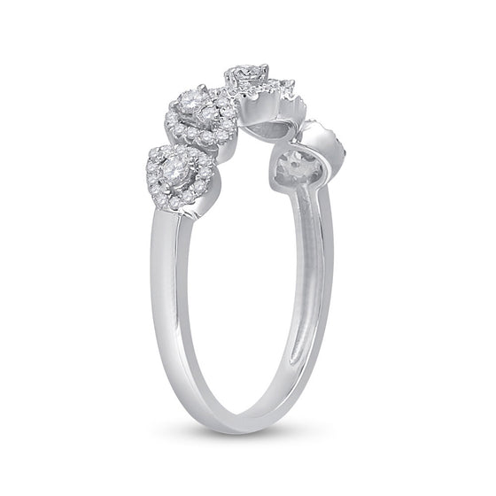14k White Gold Womens Round Diamond Ring 1/3 Cttw