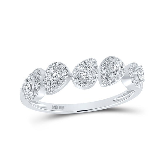 14k White Gold Womens Round Diamond Ring 1/3 Cttw