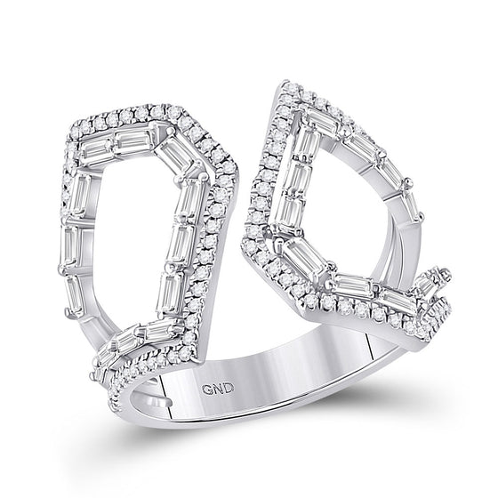 14k White Gold Womens Round Diamond Modern Fashion Ring 3/4 Cttw