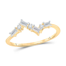  14k Yellow Gold Womens Baguette Diamond Scattered Band Ring 1/6 Cttw