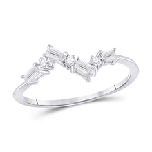  14k White Gold Womens Baguette Diamond Stackable Band Ring 1/6 Cttw