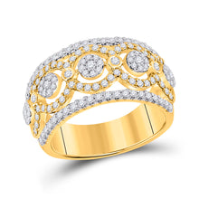  14k Yellow Gold Womens Round Diamond Cluster Band Ring 7/8 Cttw