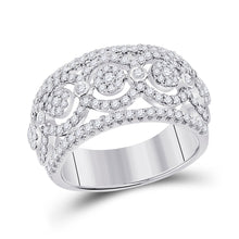  14k White Gold Womens Round Diamond Cluster Band Ring 7/8 Cttw