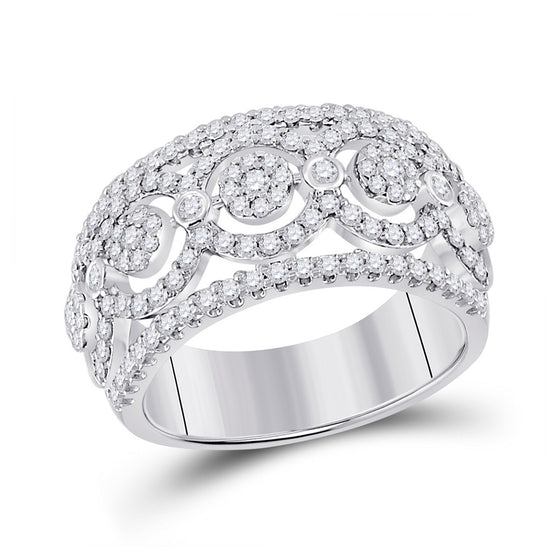 14k White Gold Womens Round Diamond Cluster Band Ring 7/8 Cttw