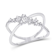  14k White Gold Womens Round Diamond Scattered Open Fashion Ring 1/5 Cttw