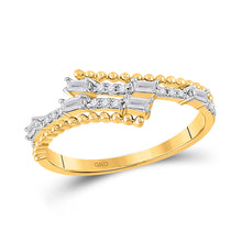  14k Yellow Gold Womens Baguette Diamond Bypass Fashion Ring 1/5 Cttw