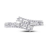 14k White Gold Womens Baguette Diamond Bypass Band Ring 1/5 Cttw