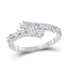 14k White Gold Womens Baguette Diamond Bypass Band Ring 1/5 Cttw