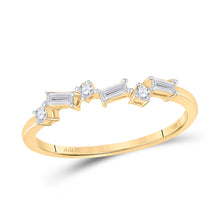  14k Yellow Gold Womens Baguette Diamond Scattered Band Ring 1/5 Cttw