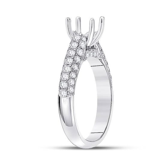 14k White Gold Womens Round Diamond Semi-Mount Setting Bridal Wedding Engagement Ring