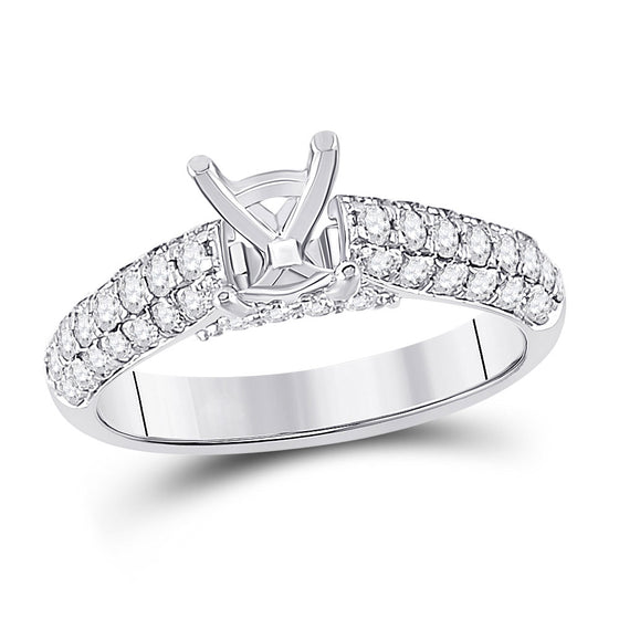 14k White Gold Womens Round Diamond Semi-Mount Setting Bridal Wedding Engagement Ring