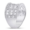 14k White Gold Womens Round Diamond Right Hand Cocktail Ring 1-3/4 Cttw
