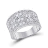14k White Gold Womens Round Diamond Right Hand Cocktail Ring 1-3/4 Cttw