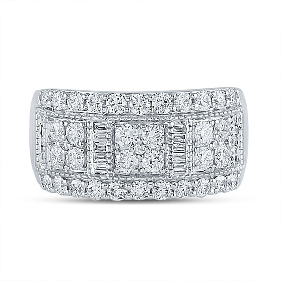 14k White Gold Womens Baguette Diamond Anniversary Ring 1-3/8 Cttw