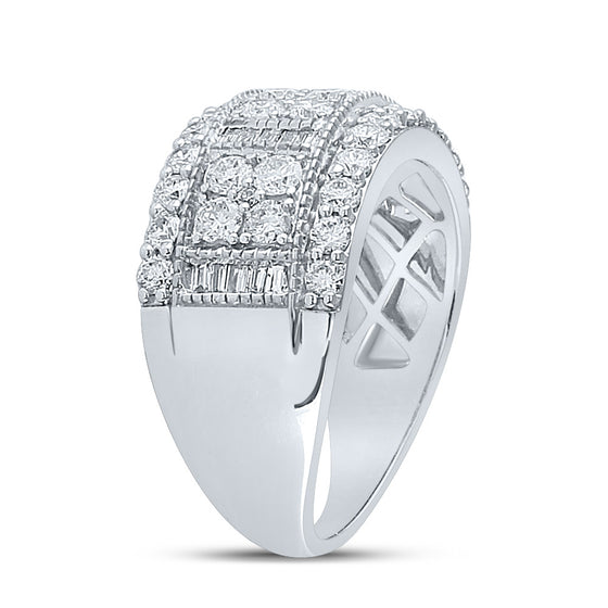 14k White Gold Womens Baguette Diamond Anniversary Ring 1-3/8 Cttw