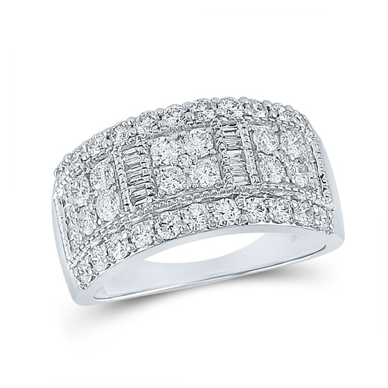 14k White Gold Womens Baguette Diamond Anniversary Ring 1-3/8 Cttw