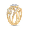 14k Yellow Gold Womens Baguette Diamond Cluster Chain Link Ring 7/8 Cttw
