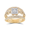 14k Yellow Gold Womens Baguette Diamond Cluster Chain Link Ring 7/8 Cttw