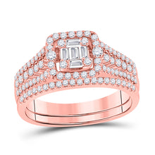  14k Rose Gold Baguette Diamond Square Bridal Wedding Engagement Ring 7/8 Cttw