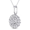 10k White Gold Womens Round Diamond Fashion Halo Cluster Pendant 1/6 Cttw