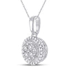 10k White Gold Womens Round Diamond Fashion Halo Cluster Pendant 1/10 Cttw