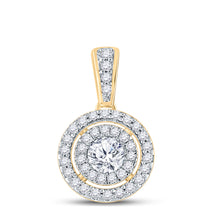  14k Yellow Gold Womens Round Diamond Fashion Halo Pendant 1/4 Cttw