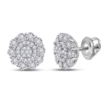  10k White Gold Womens Round Diamond Cluster Earrings 1/5 Cttw