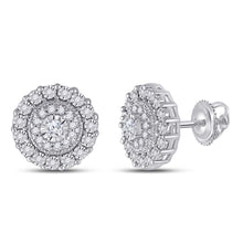  10k White Gold Womens Round Diamond Fashion Cluster Earrings 1/5 Cttw