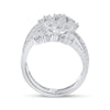 14k White Gold Womens Round Diamond Spiral Cluster Ring 1 Cttw
