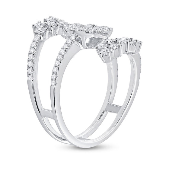 14k White Gold Womens Round Diamond Spiral Cluster Ring 1 Cttw