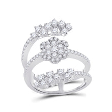  14k White Gold Womens Round Diamond Spiral Cluster Ring 1 Cttw