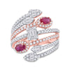 14k Rose Gold Womens Oval Ruby Diamond Spiral Cocktail Ring 1-3/4 Cttw