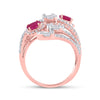 14k Rose Gold Womens Oval Ruby Diamond Spiral Cocktail Ring 1-3/4 Cttw