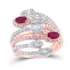 14k Rose Gold Womens Oval Ruby Diamond Spiral Cocktail Ring 1-3/4 Cttw