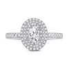 14k White Gold Oval Diamond Halo Bridal Wedding Engagement Ring 3/4 Cttw