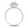 14k White Gold Oval Diamond Halo Bridal Wedding Engagement Ring 3/4 Cttw