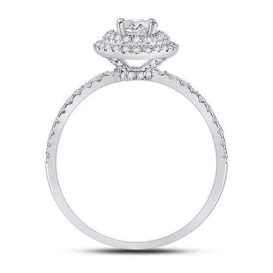 14k White Gold Oval Diamond Halo Bridal Wedding Engagement Ring 3/4 Cttw
