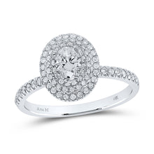  14k White Gold Oval Diamond Halo Bridal Wedding Engagement Ring 3/4 Cttw