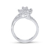 14k White Gold Womens Baguette Diamond Modern Floating Cluster Ring 7/8 Cttw