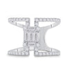 14k White Gold Womens Baguette Diamond Negative Space Fashion Ring 1 Cttw