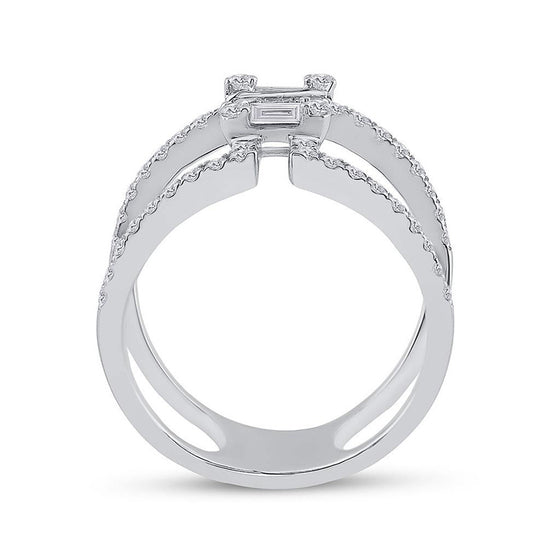 14k White Gold Womens Baguette Diamond Negative Space Fashion Ring 1 Cttw