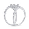 14k White Gold Womens Baguette Diamond Negative Space Fashion Ring 1 Cttw