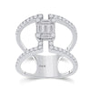 14k White Gold Womens Baguette Diamond Negative Space Fashion Ring 1 Cttw
