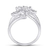 14k White Gold Womens Baguette Diamond Cluster Strand Fashion Ring 1-1/8 Cttw