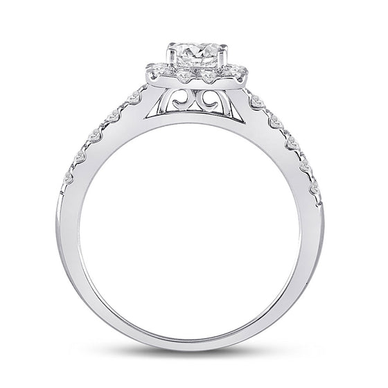 14k White Gold Princess Diamond Halo Bridal Wedding Engagement Ring 1 Cttw