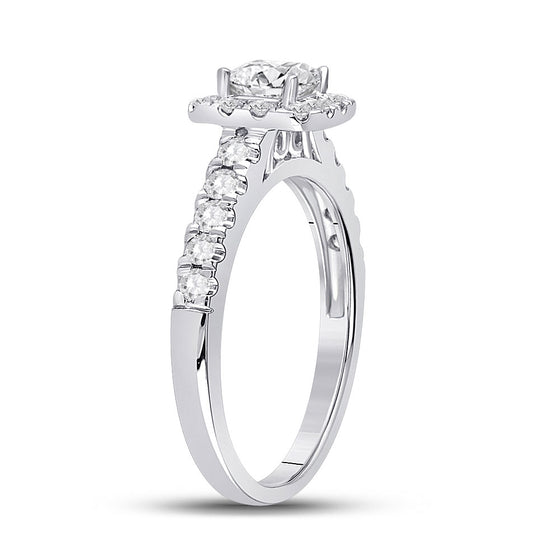 14k White Gold Princess Diamond Halo Bridal Wedding Engagement Ring 1 Cttw