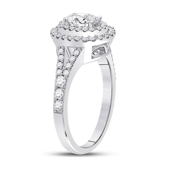 14k White Gold Oval Diamond Halo Bridal Wedding Engagement Ring 1 Cttw