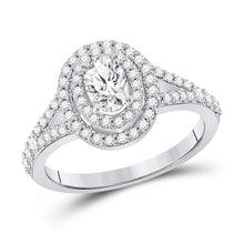  14k White Gold Oval Diamond Halo Bridal Wedding Engagement Ring 1 Cttw