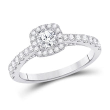  14k White Gold Round Diamond Halo Bridal Wedding Engagement Ring 1 Cttw